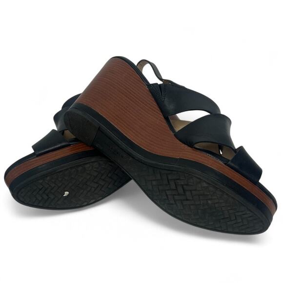 Cole Haan | 9 | Laci Platform Leather Slingback Stacked Wood Wedge Sandal - Picture 5 of 6